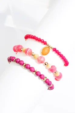 Lucite Bead Stretch Bracelet Set