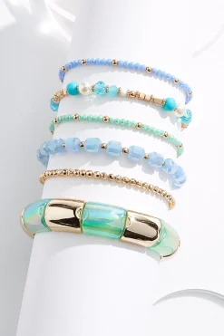 Lucite Beaded Stretch Bracelet Set