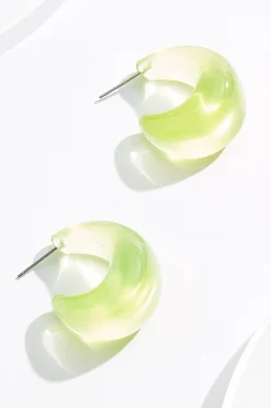 Lucite Green Chunky Huggie Hoops