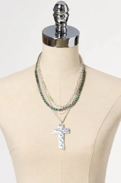 Lucite Layer Cross Pendant Necklace
