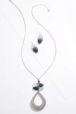 Lucite Mesh Wire Pendant Necklace Set
