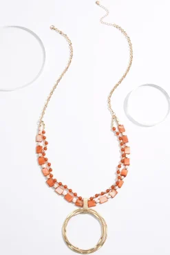 Lucite Multi Ring Pendant Necklace