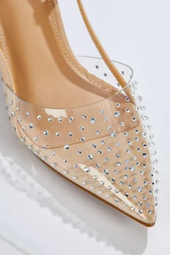 Lucite Stone Slingback Pumps