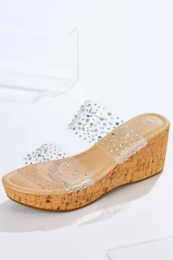 Lucite Stone Strap Wedges