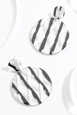 Lucite Stripe Circle Earrings