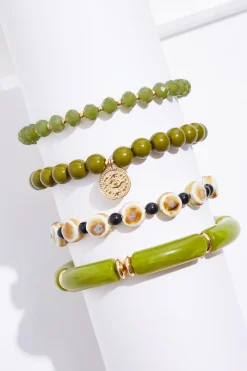 Lucite Tube Rondelle Bracelet Set