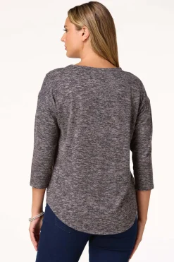 Marled Rhinestone Pearl Top