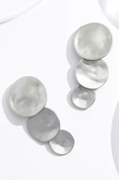 Matte Silver Circle Clip- On Earrings