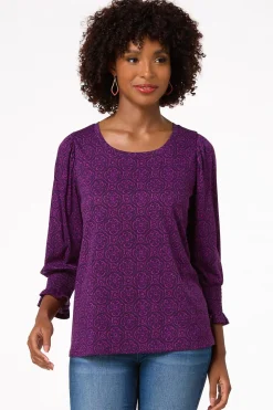 Medallion Smocked Sleeve Top