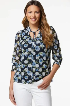 Mesh Blue Floral Top