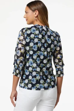 Mesh Blue Floral Top