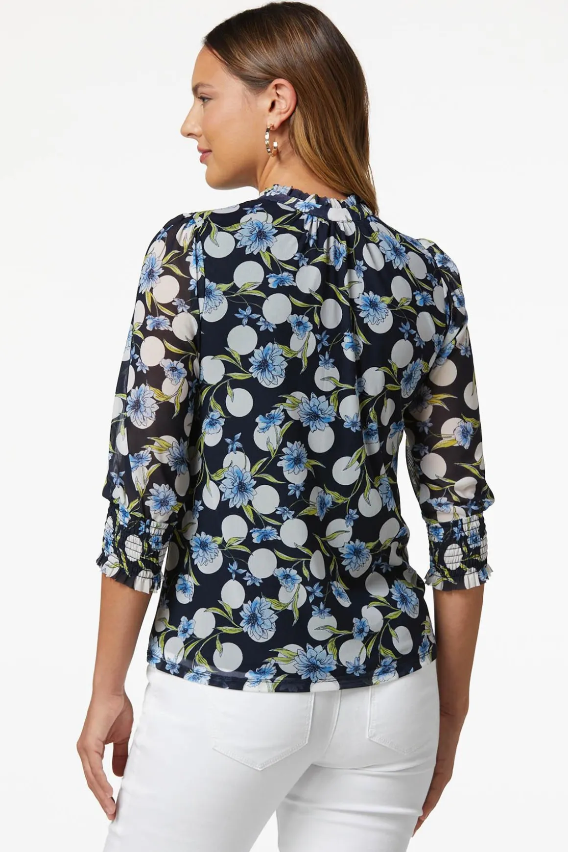 Mesh Blue Floral Top