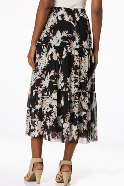 Mesh Floral Midi Skirt