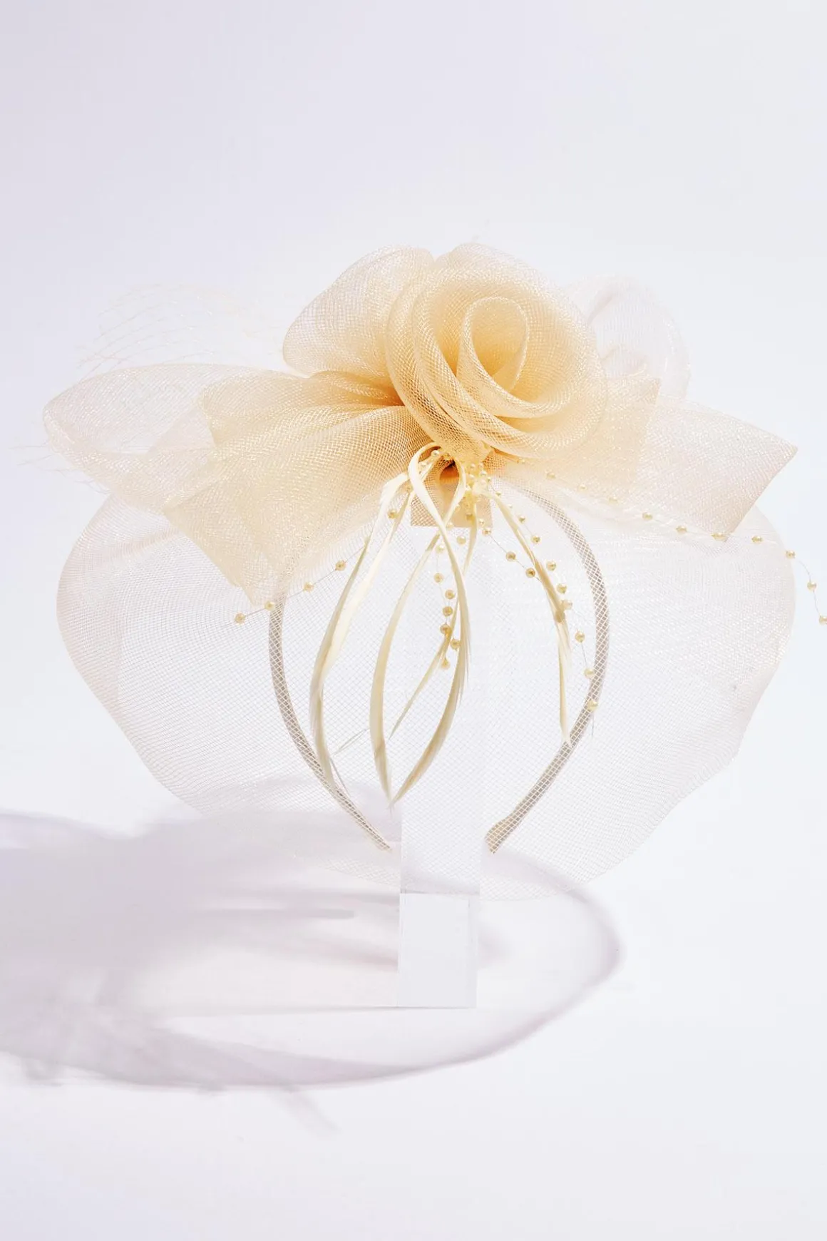 Mesh Flower Feather Veil Fascinator