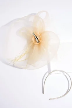 Mesh Flower Feather Veil Fascinator