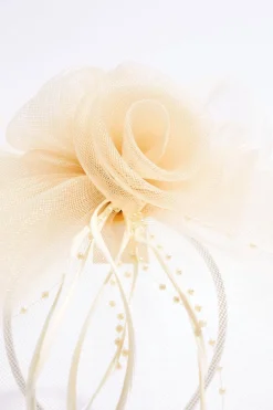 Mesh Flower Feather Veil Fascinator
