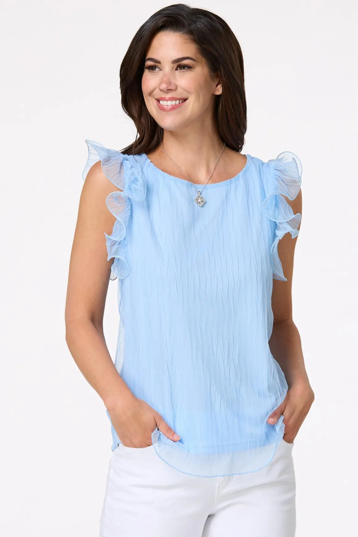 Mesh Flutter Sleeve Top