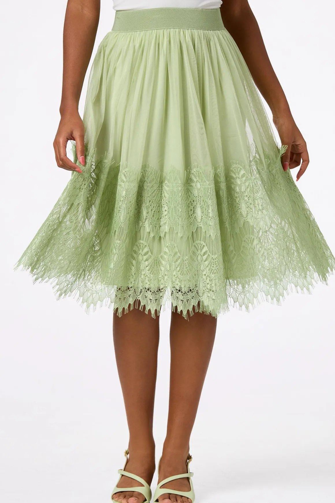 Mesh Lace Midi Skirt