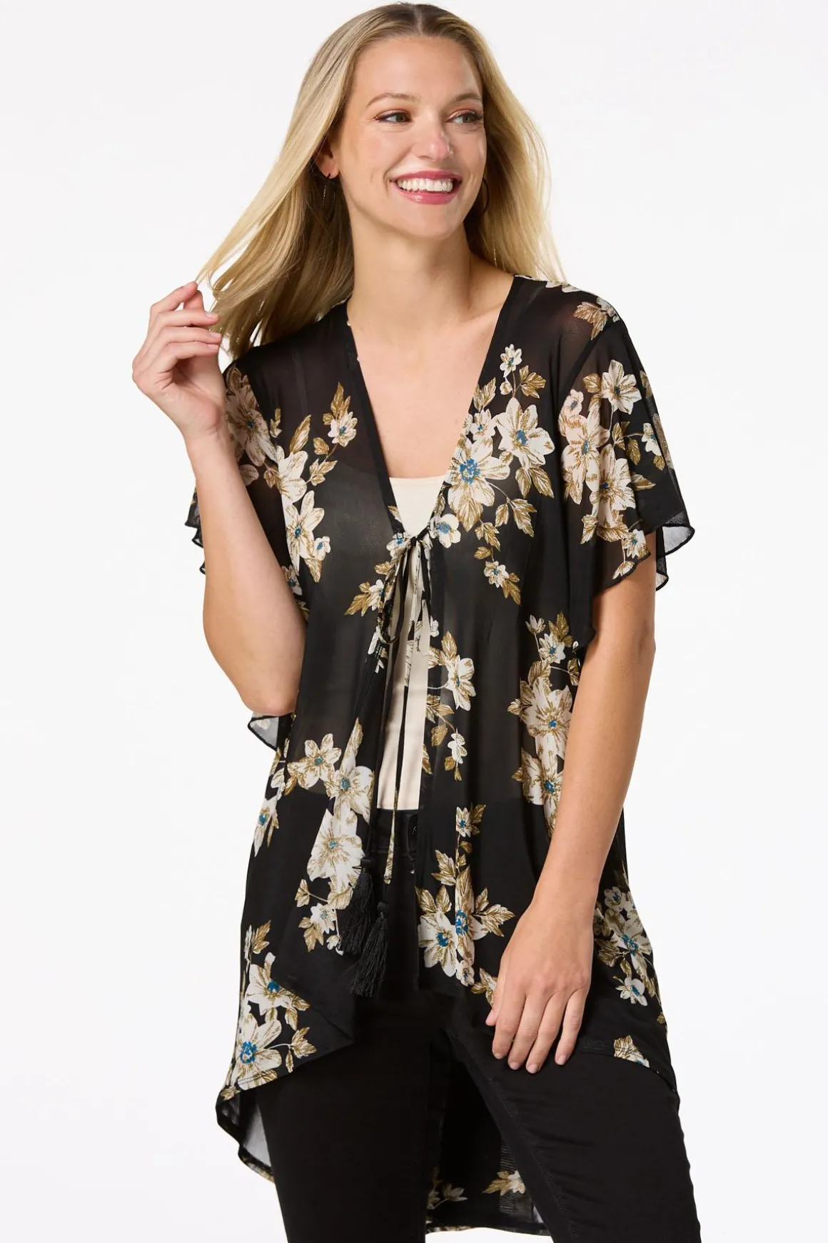 Mesh Midnight Floral Kimono