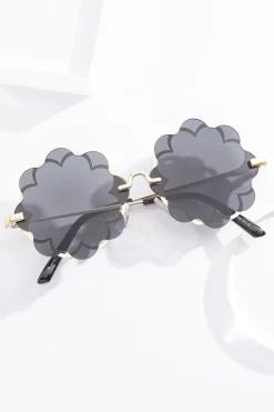 Metal Flower Rimless Sunglasses