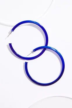 Metallic Blue Hoop Earrings