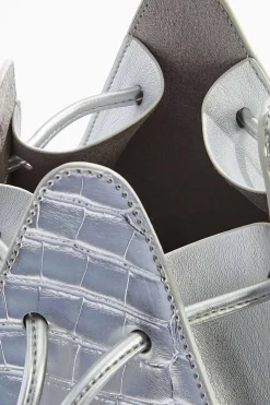 Metallic Croc Triangle Wristlet