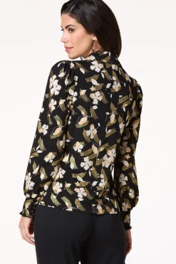 Metallic Floral Pearl Button Shirt