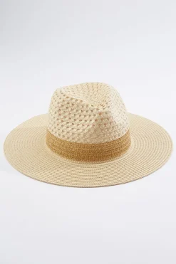 Metallic Straw Band Panama Hat