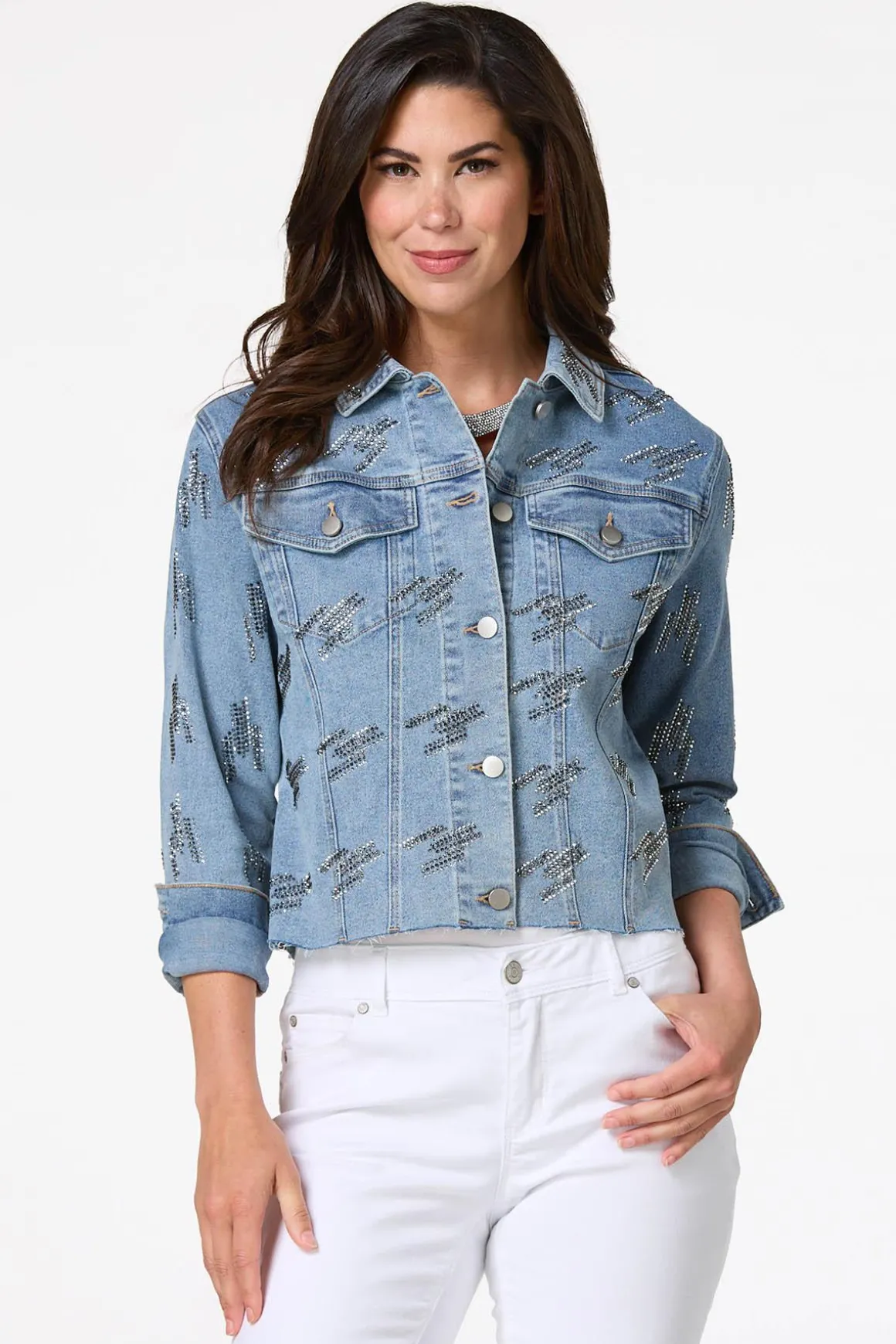 Metallic Stud Denim Jacket