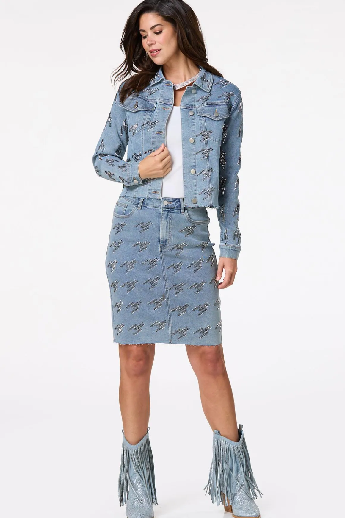 Metallic Stud Denim Jacket