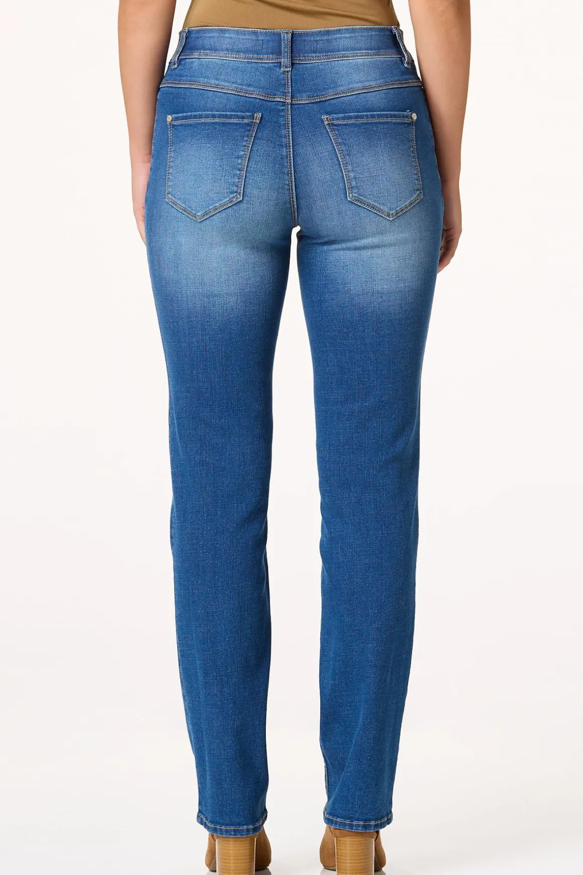 Mid Rise Faded Blue Jeans
