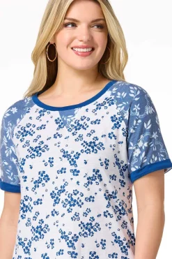 Mixed Blue Floral Top