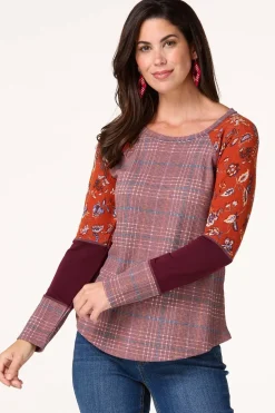Mixed Print Baseball Top