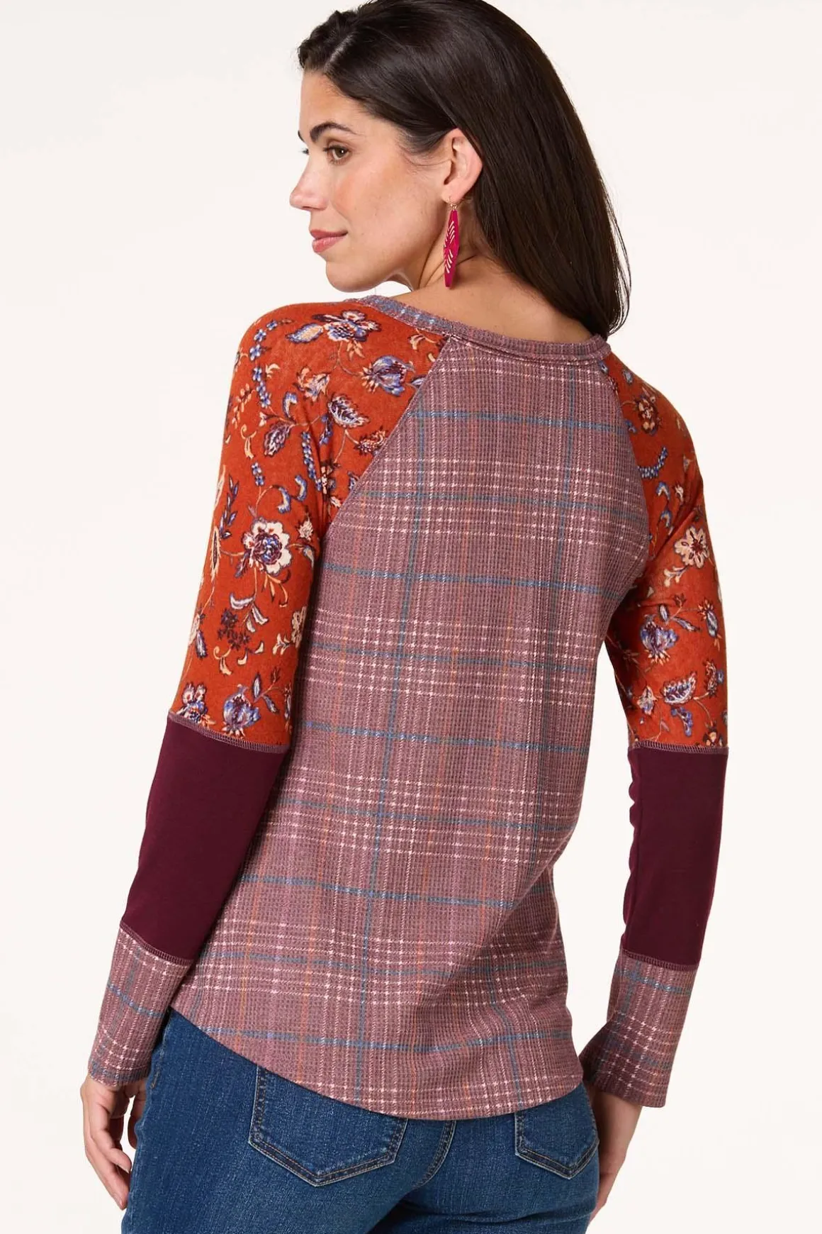 Mixed Print Baseball Top