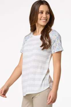 Mixed Print Crossed Back Top