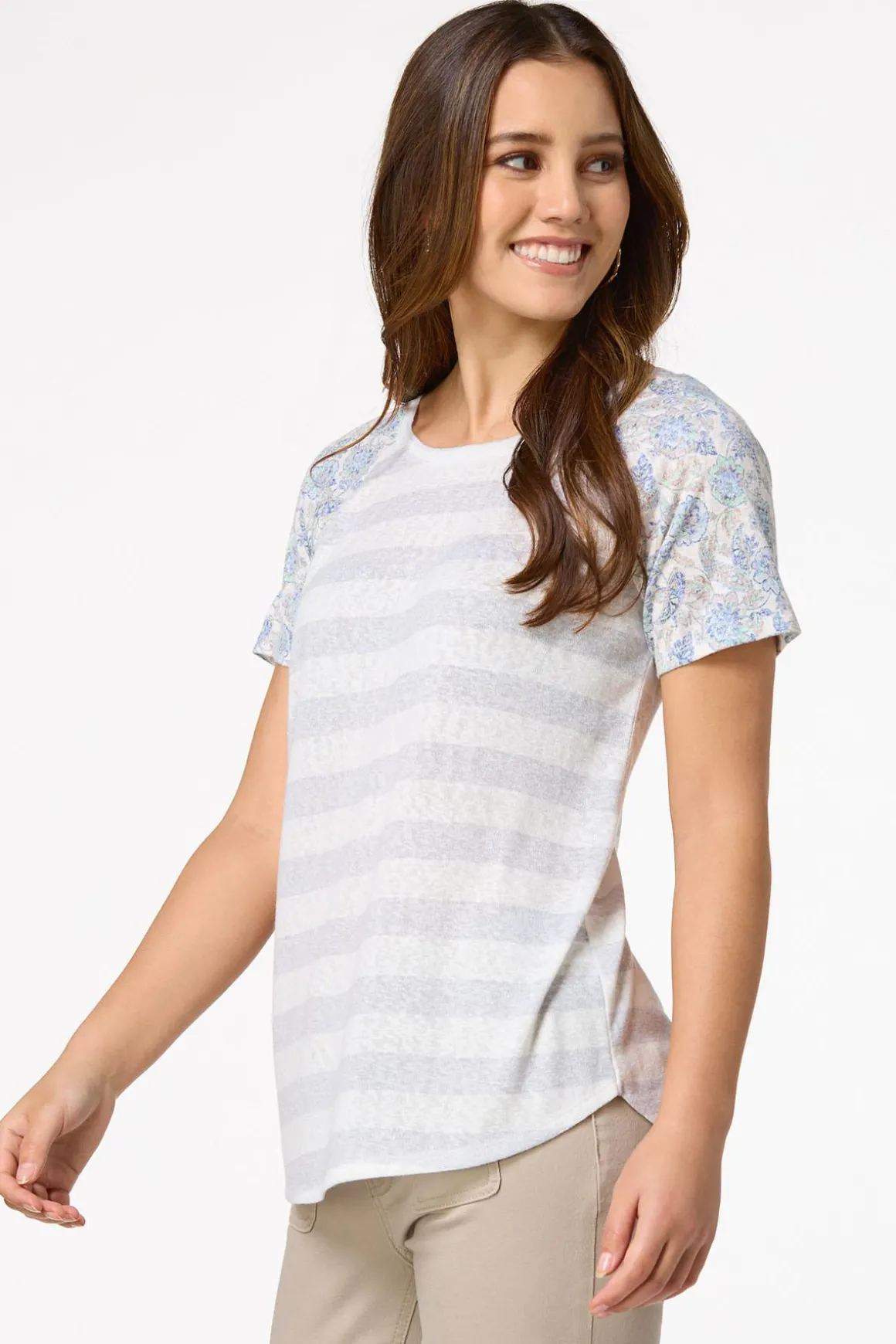 Mixed Print Crossed Back Top