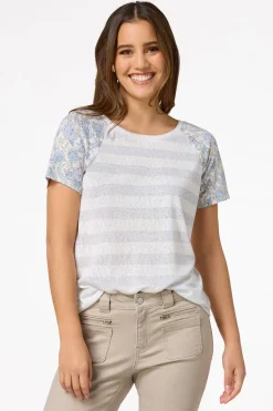 Mixed Print Crossed Back Top