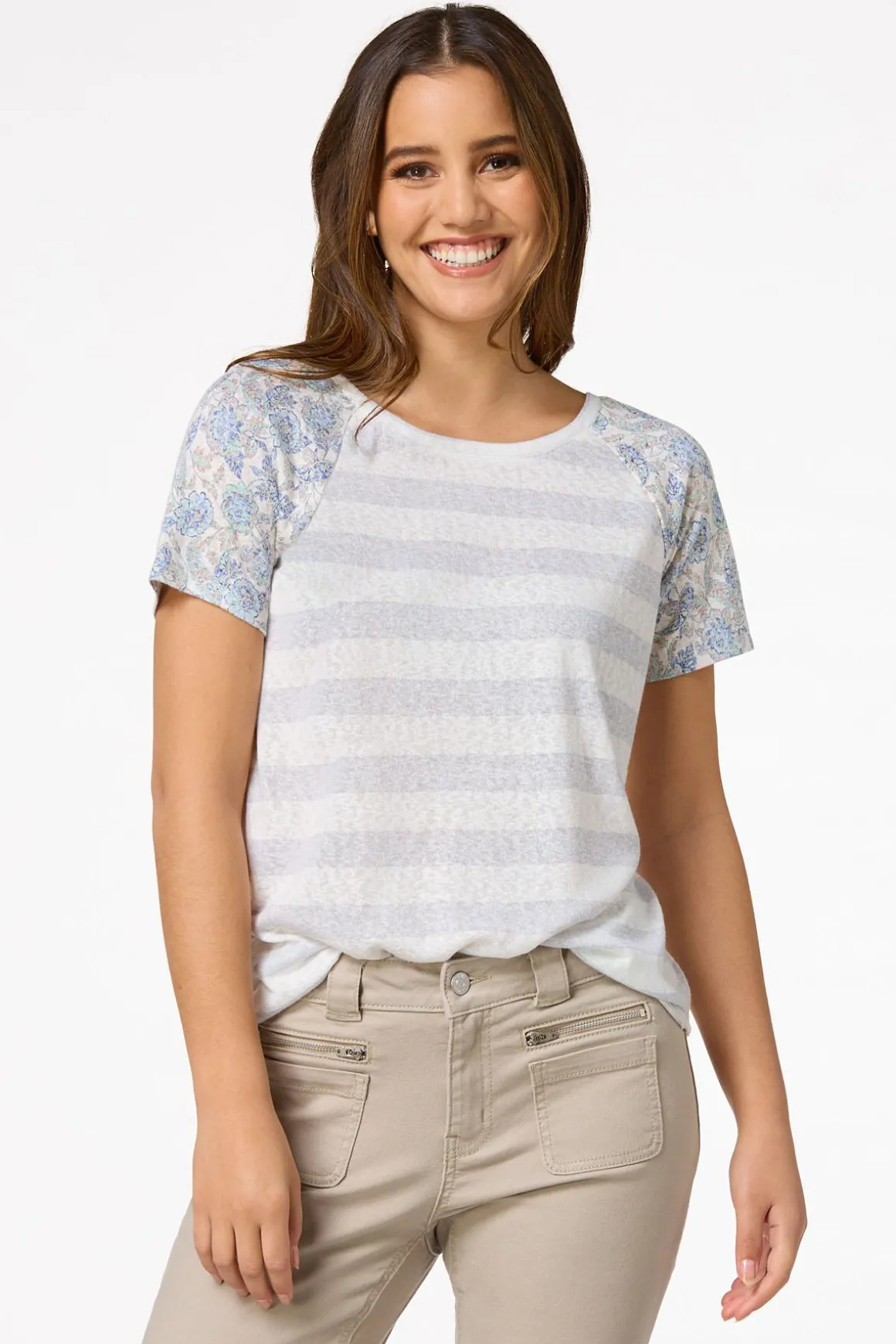 Mixed Print Crossed Back Top