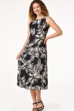 Modern Floral Midi Dress