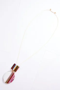Multi Color Lucite Pull- String Necklace