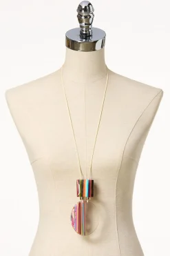 Multi Color Lucite Pull- String Necklace