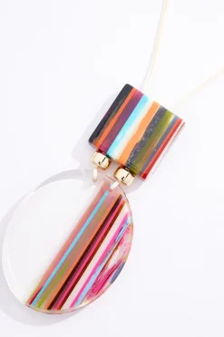 Multi Color Lucite Pull- String Necklace