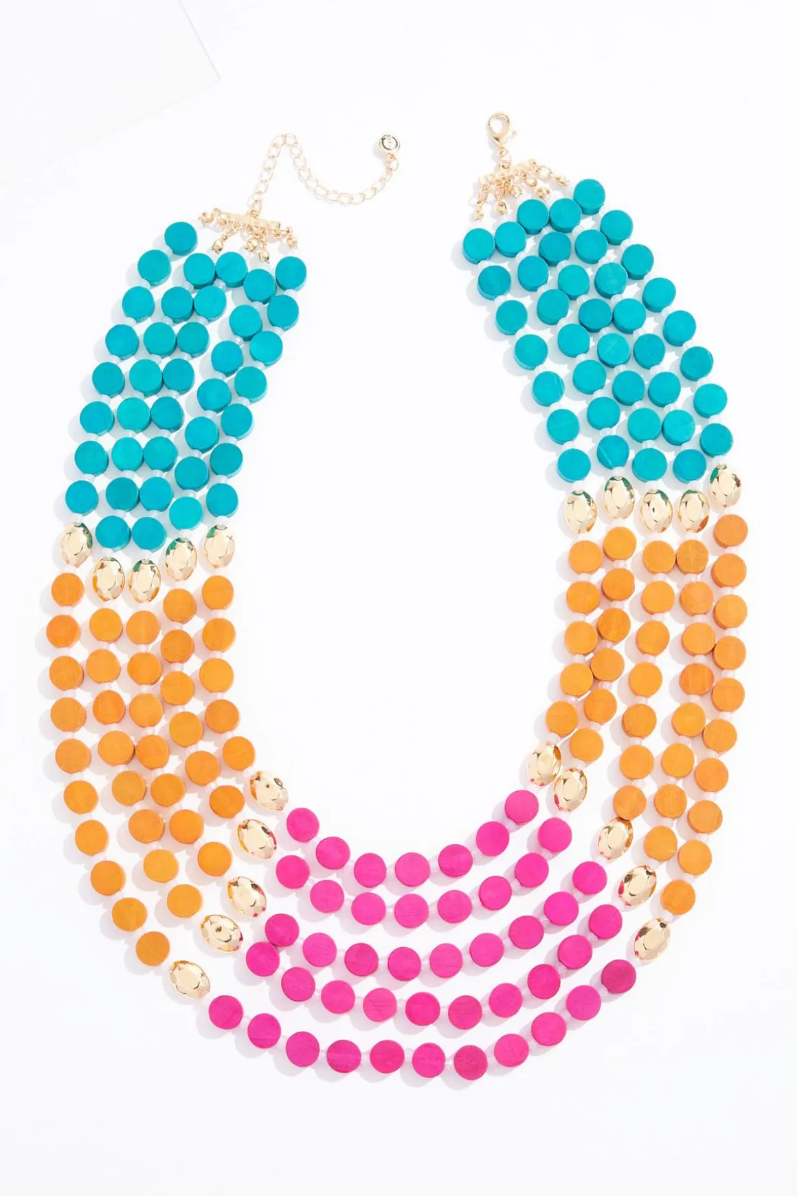 Multi Color Wood Layered Necklace