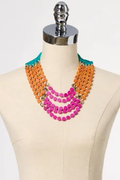 Multi Color Wood Layered Necklace