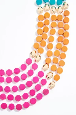 Multi Color Wood Layered Necklace