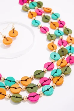 Multi Color Wood Necklace Set