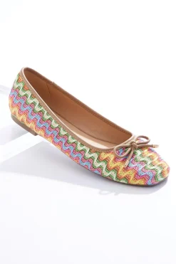 Multi Raffia Ballet Flats