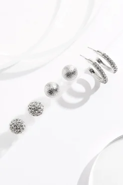 Multi Rhinestone Hoop Stud Earrings