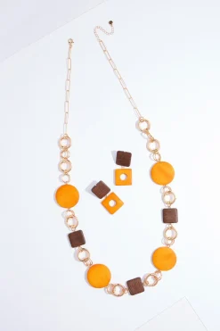 Natural Wood Necklace Set