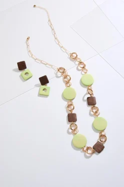 Natural Wood Necklace Set